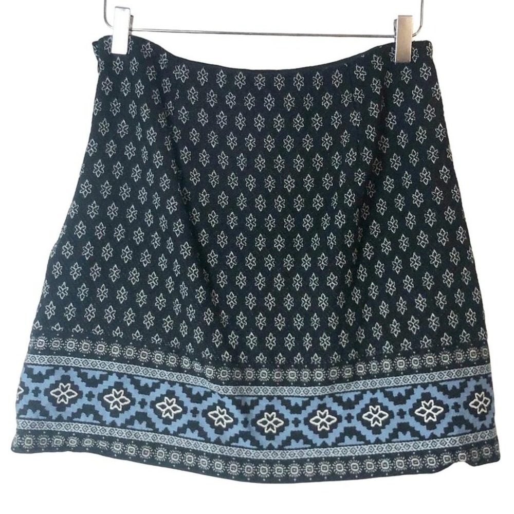 LOFT Scandinavian Style Embroidered Mini Pencil Skirt Blue‎ & Black Size 8 - Picture 7 of 7
